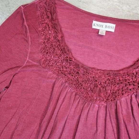 Knox Rose red long sleeve open crochet blouse size medium - Picture 3 of 7